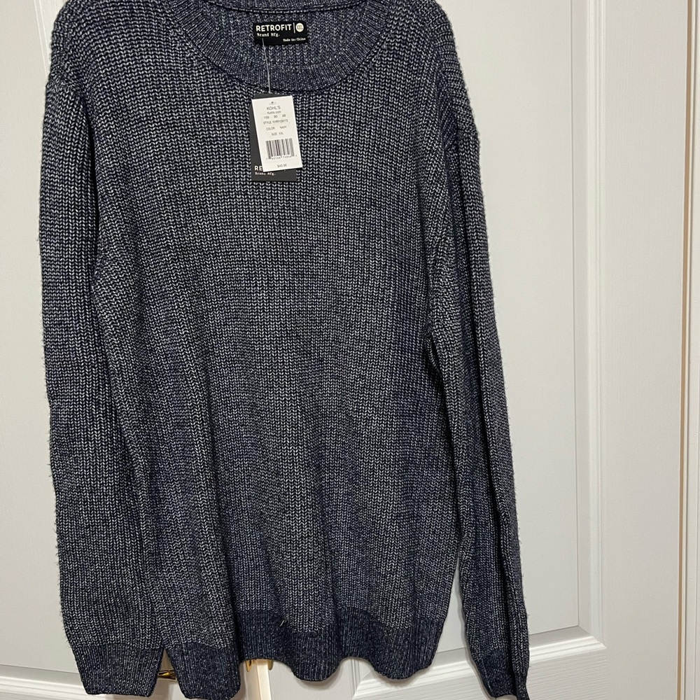 Kohl's Men's Charcoal Crewneck Sweater Retrofit Brand Mfg. XXL Mens NWT